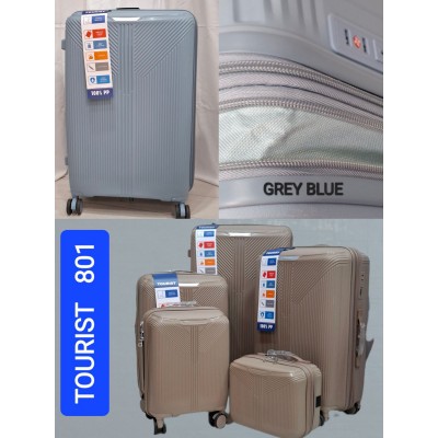 Дорожный чемодан Birds 801 серо-голубой TOURIST пятёрка: L, M, S с расширением; XS и кейс без расширения