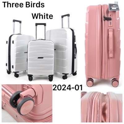 Дорожня валіза Birds 2024-01 белый THREE BIRDS тройка с расширением