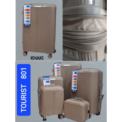 Дорожный чемодан Birds 801 хаки TOURIST пятёрка: L, M, S с расширением; XS и кейс без расширения